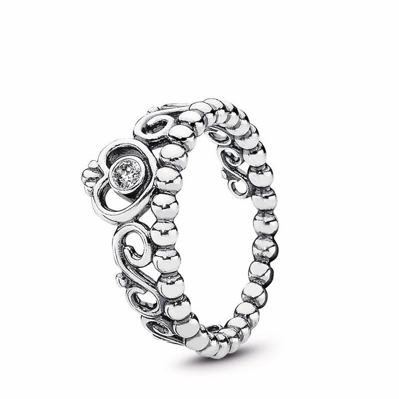 Pandora Princess Tiara Crown Stackable Ring Ireland - Sterling Silver/Cubic Zirconia - 502793OGT